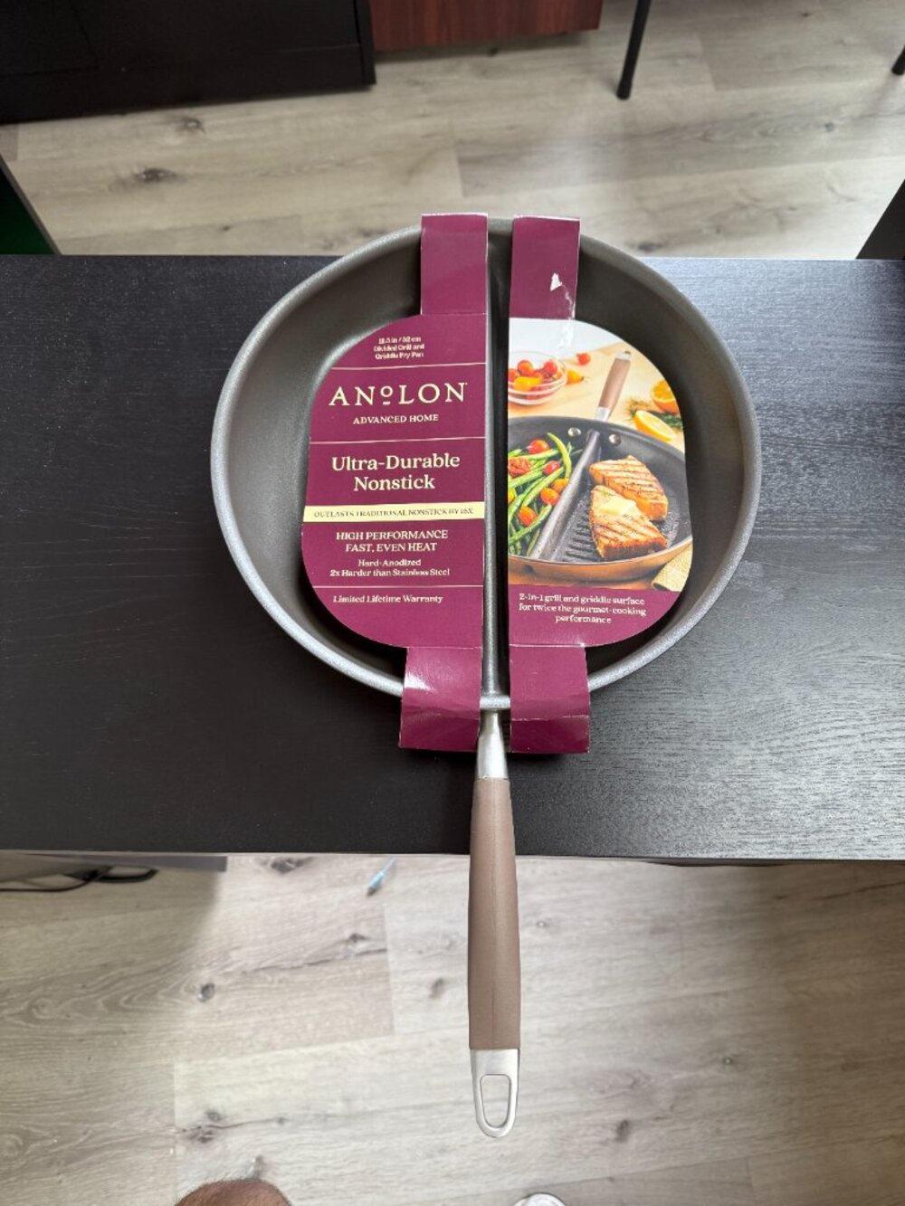 DAMAGED 12.5-Inch Divided Grill and Griddle Pan - Bronze